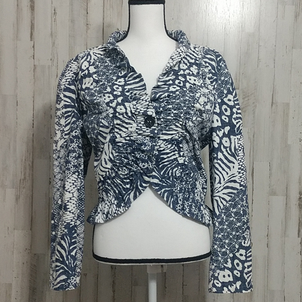 Bamboo Traders Short Blue & White Jacket